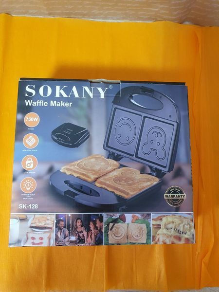 Вафельниця sokany sk-128 для випікання мультяшних панкейків, чорний 10 фото